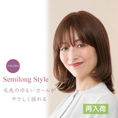 人毛ウィッグ ナチュラルストレート セミロング[商品番号：CW-H03ST]