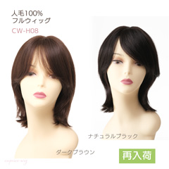 人毛ウィッグ 使い勝手の良いミディアムレイヤーボブ[商品番号：CW-H08]